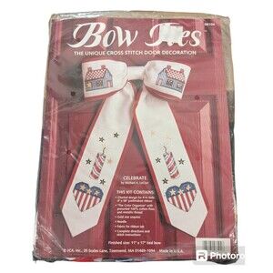 Bow Ties Kit CELEBRATE Patriotic 4th July Cross Stitch Door Decoration 08104 NEW